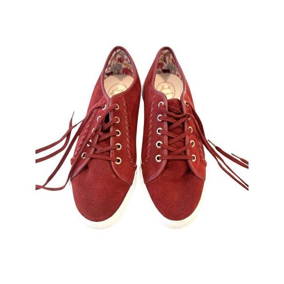 Jack Rogers Carter Suede Burgundy Leather Lace-Up Sneakers EUC Sz 11 MSRP $98 - Picture 2 of 10